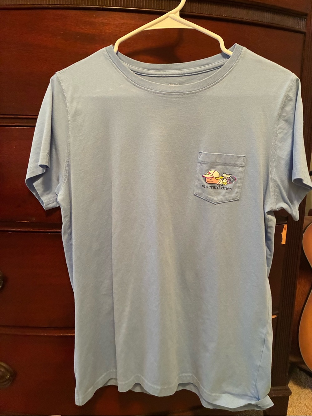 Vineyard Vines Sky Blue Short Sleeve Pocket Tee with Whale Embroidery